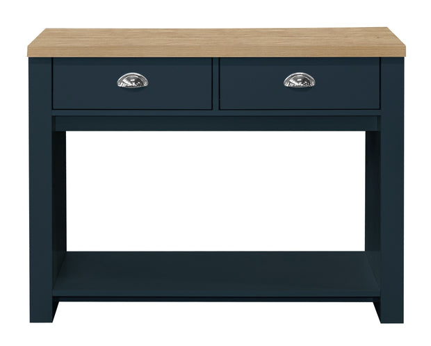 Highgate 2 Drawer Console Table - Navy & Oak