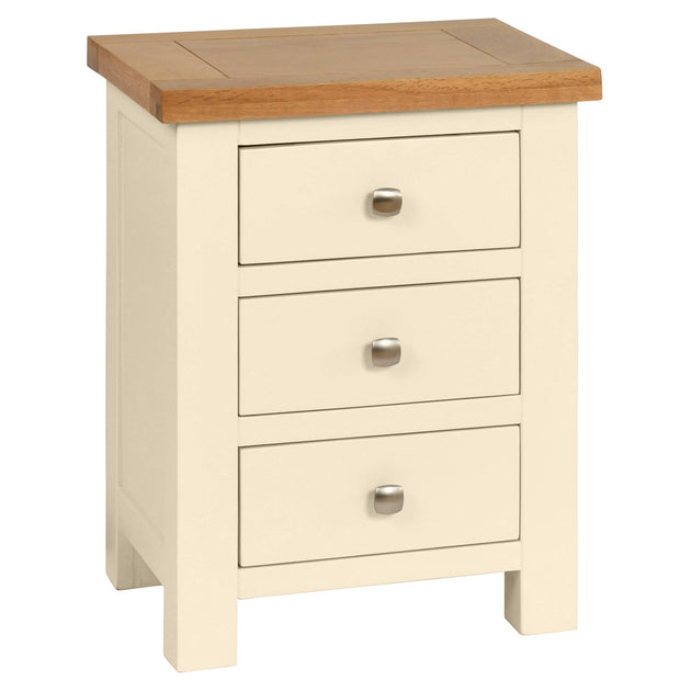 Dorset Painted Oak Bedside Table with 3 Drawers