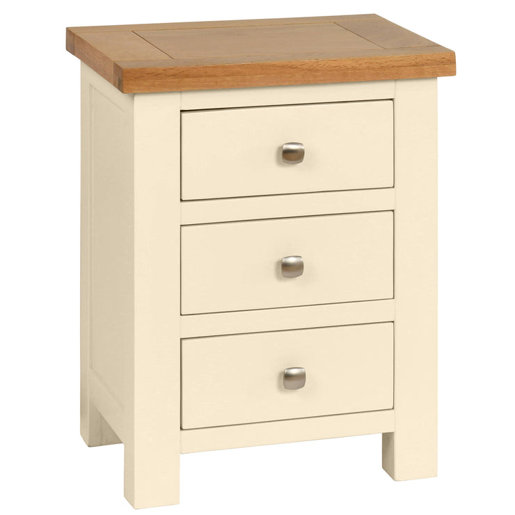Dorset Painted Oak Bedside Table with 3 Drawers