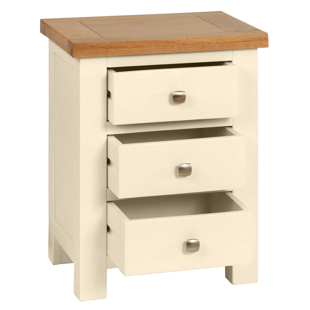 Dorset Painted Oak Bedside Table with 3 Drawers