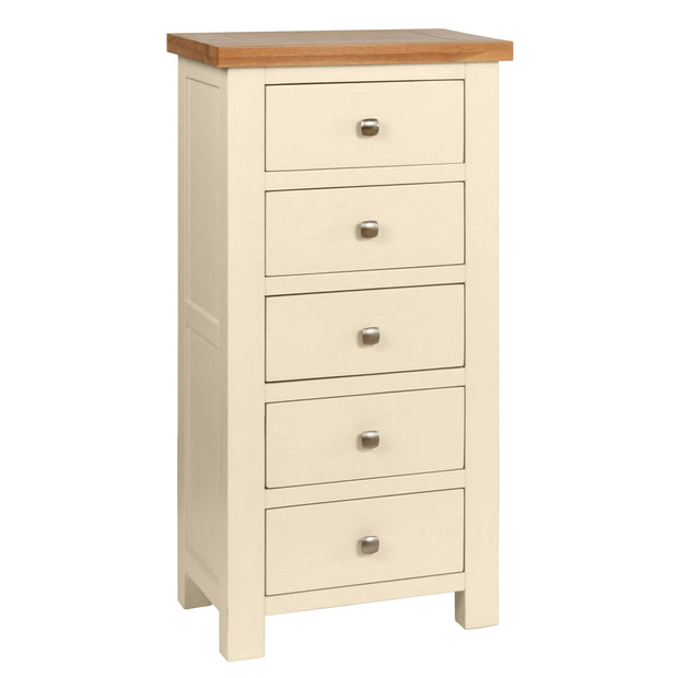 Dorset Painted Oak 5 Drawer Tall Chest Of Drawers