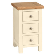 Dorset Painted Oak Narrow Bedside Table with 3 Drawers