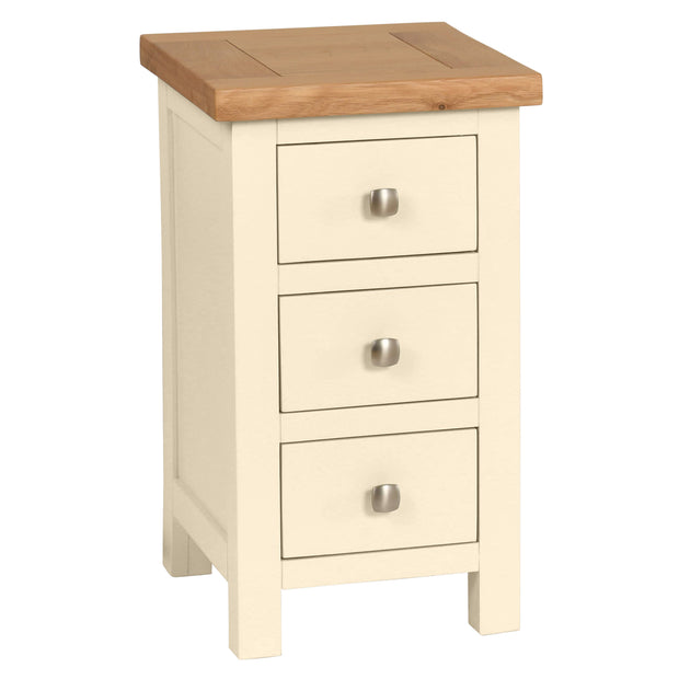 Dorset Painted Oak Narrow Bedside Table with 3 Drawers