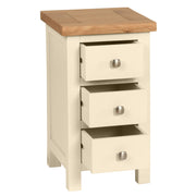 Dorset Painted Oak Narrow Bedside Table with 3 Drawers
