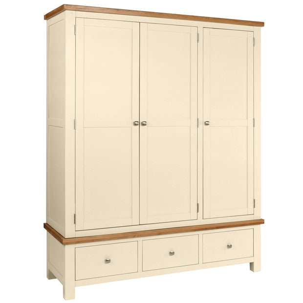 Dorset Painted Oak Triple Robe with 3 Drawers