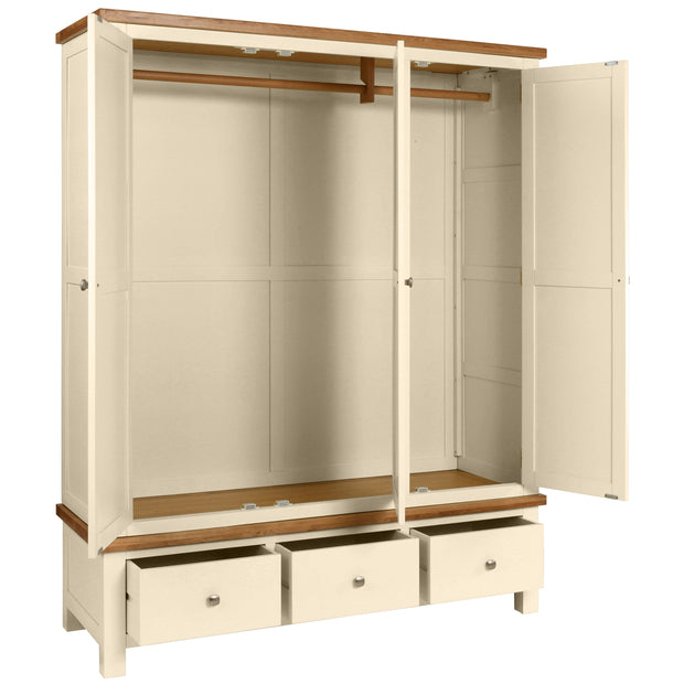Dorset Painted Oak Triple Robe with 3 Drawers