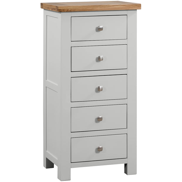 Dorset Painted Oak 5 Drawer Tall Chest Of Drawers