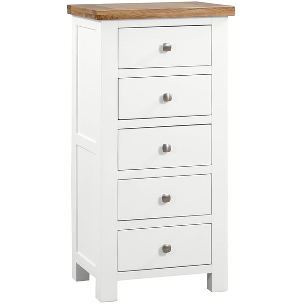 Dorset Painted Oak 5 Drawer Tall Chest Of Drawers