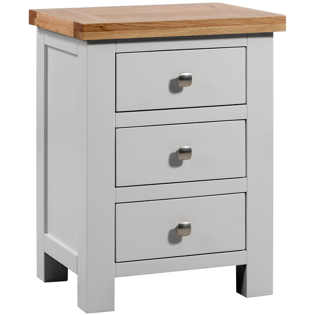 Dorset Painted Oak Bedside Table with 3 Drawers