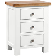 Dorset Painted Oak Bedside Table with 3 Drawers