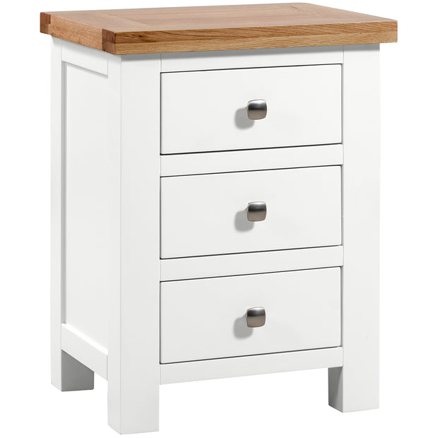 Dorset Painted Oak Bedside Table with 3 Drawers