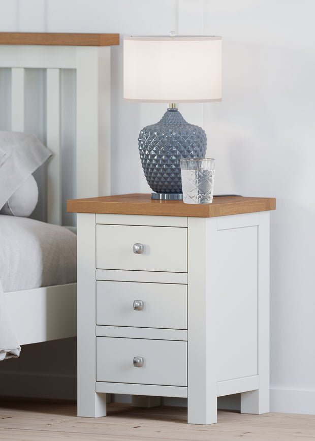 Dorset Painted Oak Bedside Table with 3 Drawers