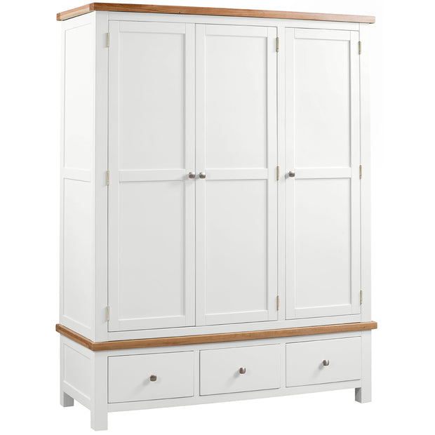Dorset Painted Oak Triple Robe with 3 Drawers