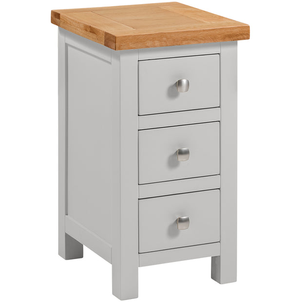 Dorset Painted Oak Narrow Bedside Table with 3 Drawers