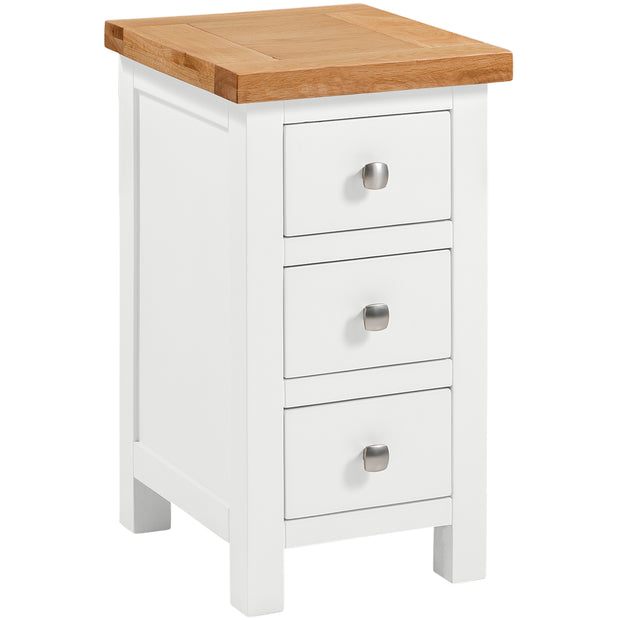 Dorset Painted Oak Narrow Bedside Table with 3 Drawers