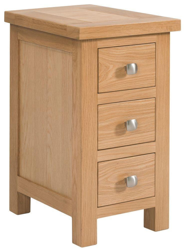 Dorset Oak Narrow 3 Drawer Bedside Table