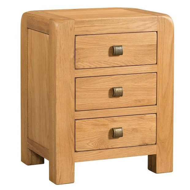 Avon Oak 3 Drawer Bedside Table