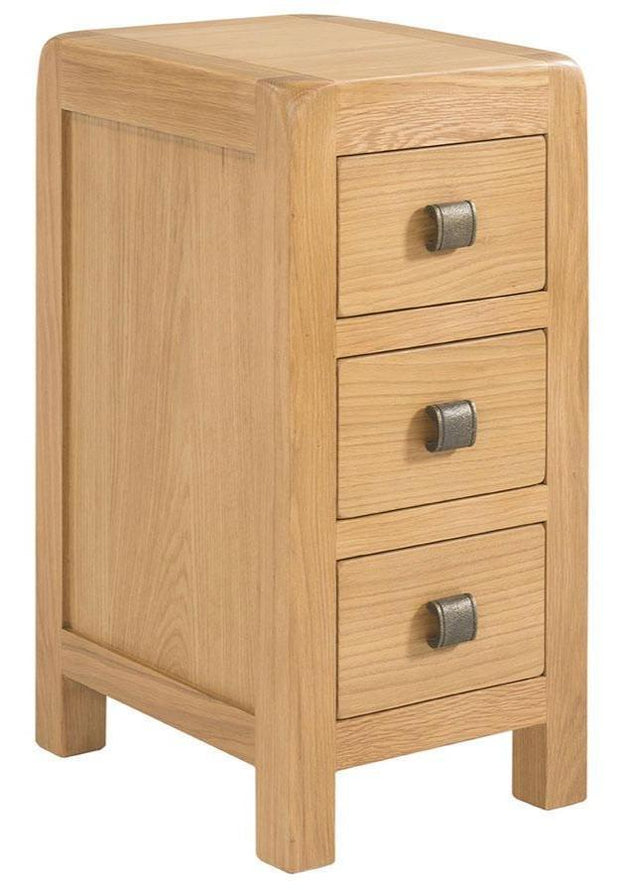 Avon Oak 3 Drawer Compact Bedside Table