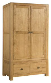 Avon Oak Double Wardrobe with 2 Drawers