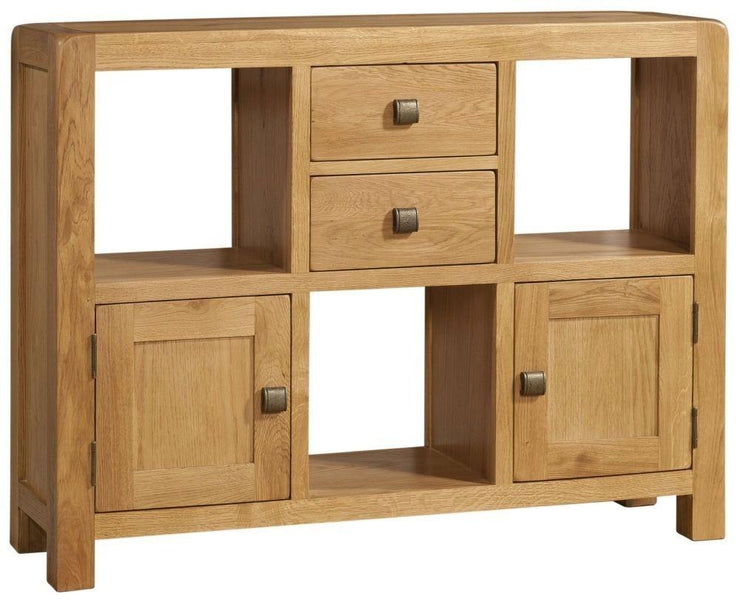 Avon Oak Low Display Unit 2 Door 2 Drawer