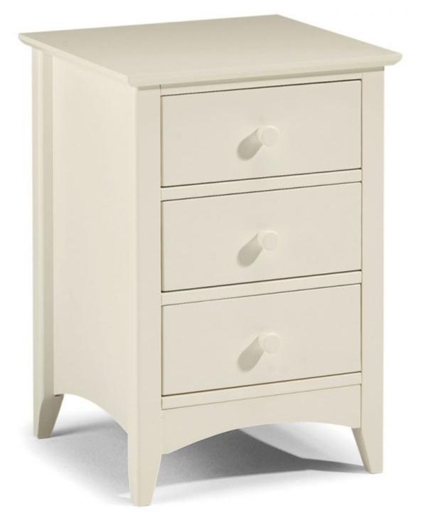 Cameo 3 Drawer Bedside Table - Stone White