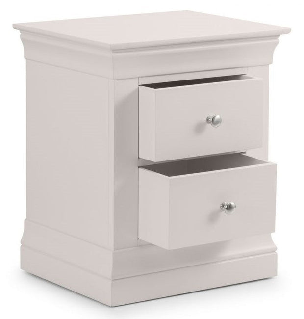 Clermont 2 Drawer Bedside - Light Grey