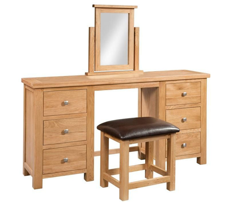 Dorset Oak Double Pedestal Dressing Table with Stool