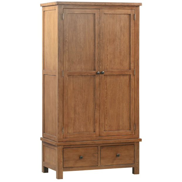 Dorset Rustic Oak Gents 2 Drawer Wardrobe