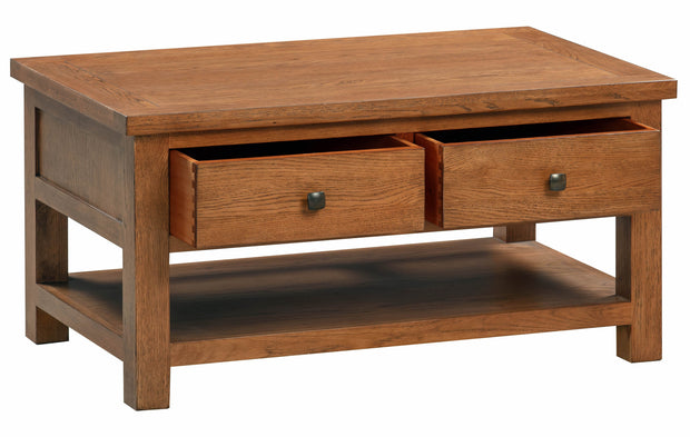 Dorset Rustic Oak 2 Drawer Coffee Table