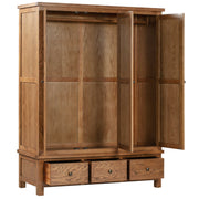 Dorset Rustic Oak Triple Wardrobe with 3 Drawers