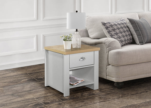 Highgate 1 Drawer Lamp Table - Grey & Oak