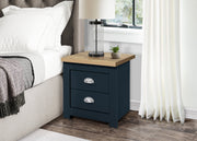 Highgate 2 Drawer Bedside - Navy & Oak