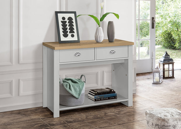 Highgate 2 Drawer Console Table - Grey & Oak