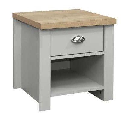 Highgate 1 Drawer Lamp Table - Grey & Oak