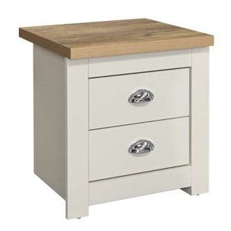 Highgate 2 Drawer Bedside - Cream & Oak