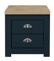 Highgate 2 Drawer Bedside - Navy & Oak