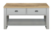 Highgate 2 Drawer Coffee Table - Grey & Oak