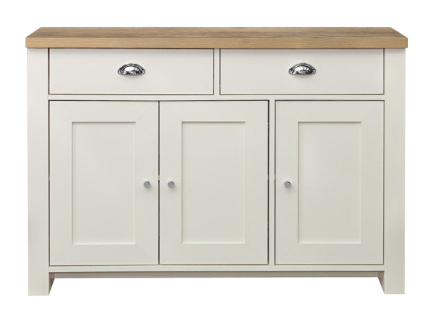 Highgate 3 Door 2 Drawer Sideboard - Cream & Oak