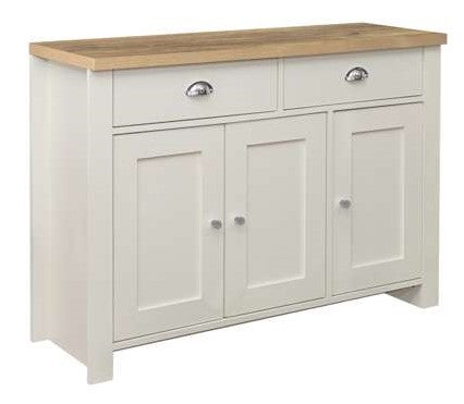 Highgate 3 Door 2 Drawer Sideboard - Cream & Oak