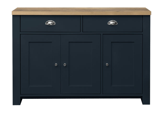 Highgate 3 Door 2 Drawer Sideboard -  Navy & Oak