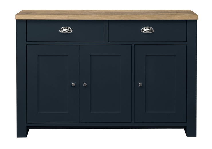 Highgate 3 Door 2 Drawer Sideboard -  Navy & Oak