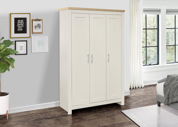 Highgate 3 Door Wardrobe -  Cream & Oak