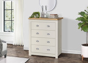 Highgate 4 Drawer Chest - Cream & Oak