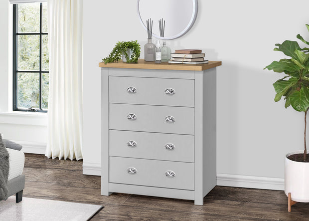 Highgate 4 Drawer Chest - Grey & Oak