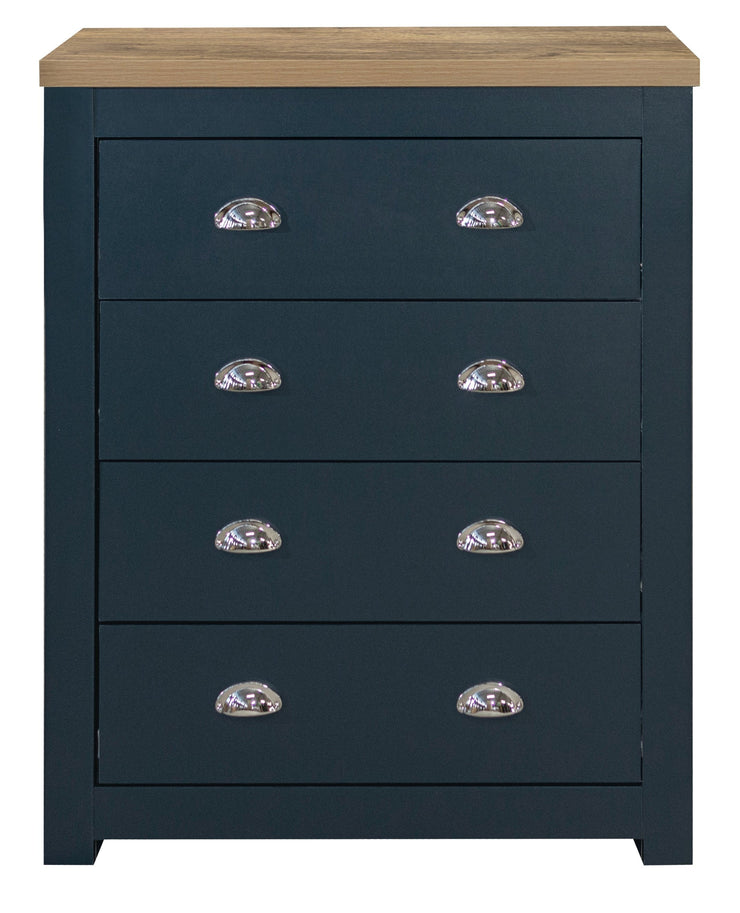 Highgate 4 Drawer Chest - Navy & Oak