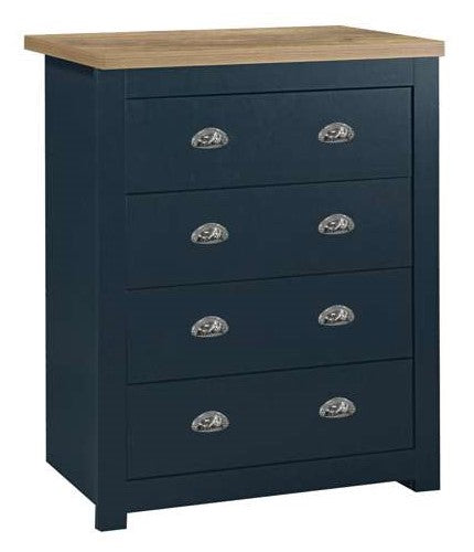 Highgate 4 Drawer Chest - Navy & Oak