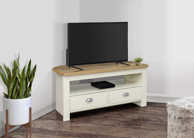 Highgate Corner TV Unit - Cream & Oak