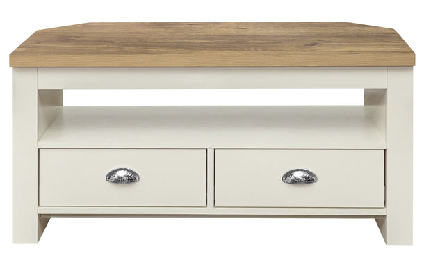 Highgate Corner TV Unit - Cream & Oak