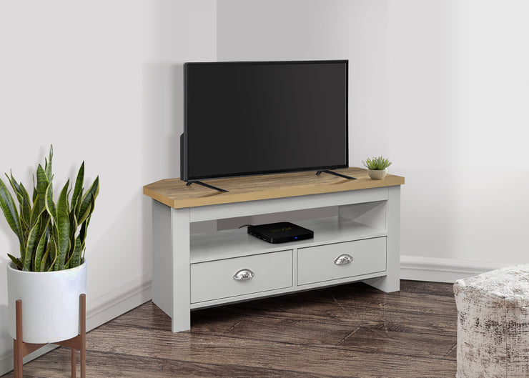 Highgate Corner TV Unit - Grey & Oak