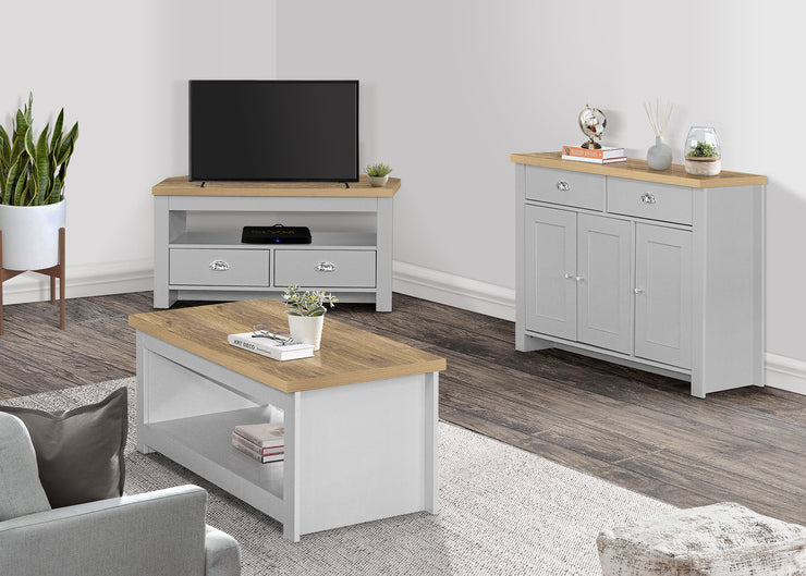 Highgate Corner TV Unit - Grey & Oak